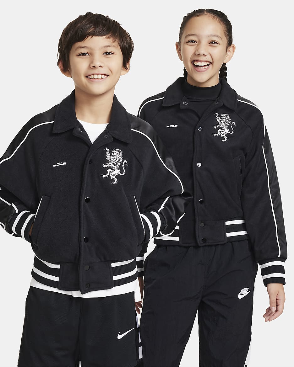 LeBron Older Kids' Basketball Jacket - Black/Black/White/White