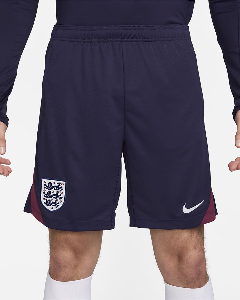 England Strike Men's Nike Dri-FIT Football Knit Shorts - Purple Ink/Rosewood/White