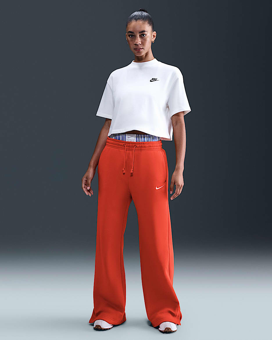 Nike Sportswear Phoenix Fleece Women's High-Waisted Wide-Leg Pants - Picante Red/Sail
