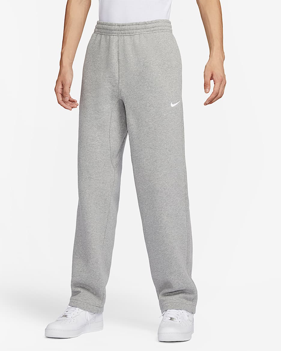 Nike Club Fleece Men's Open Hem Pants - Dark Grey Heather/White