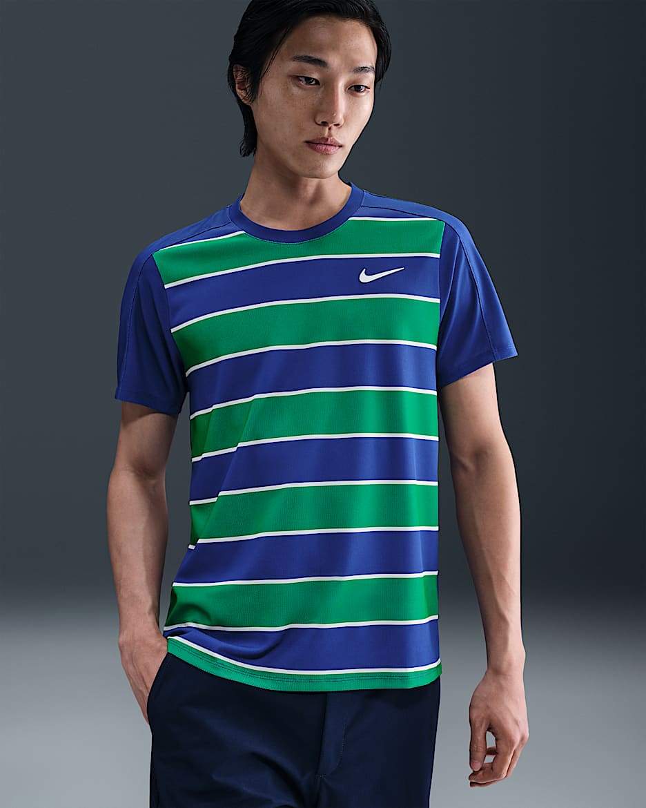 NikeCourt Slam Men's Dri-FIT ADV Tennis Top - Deep Night/White