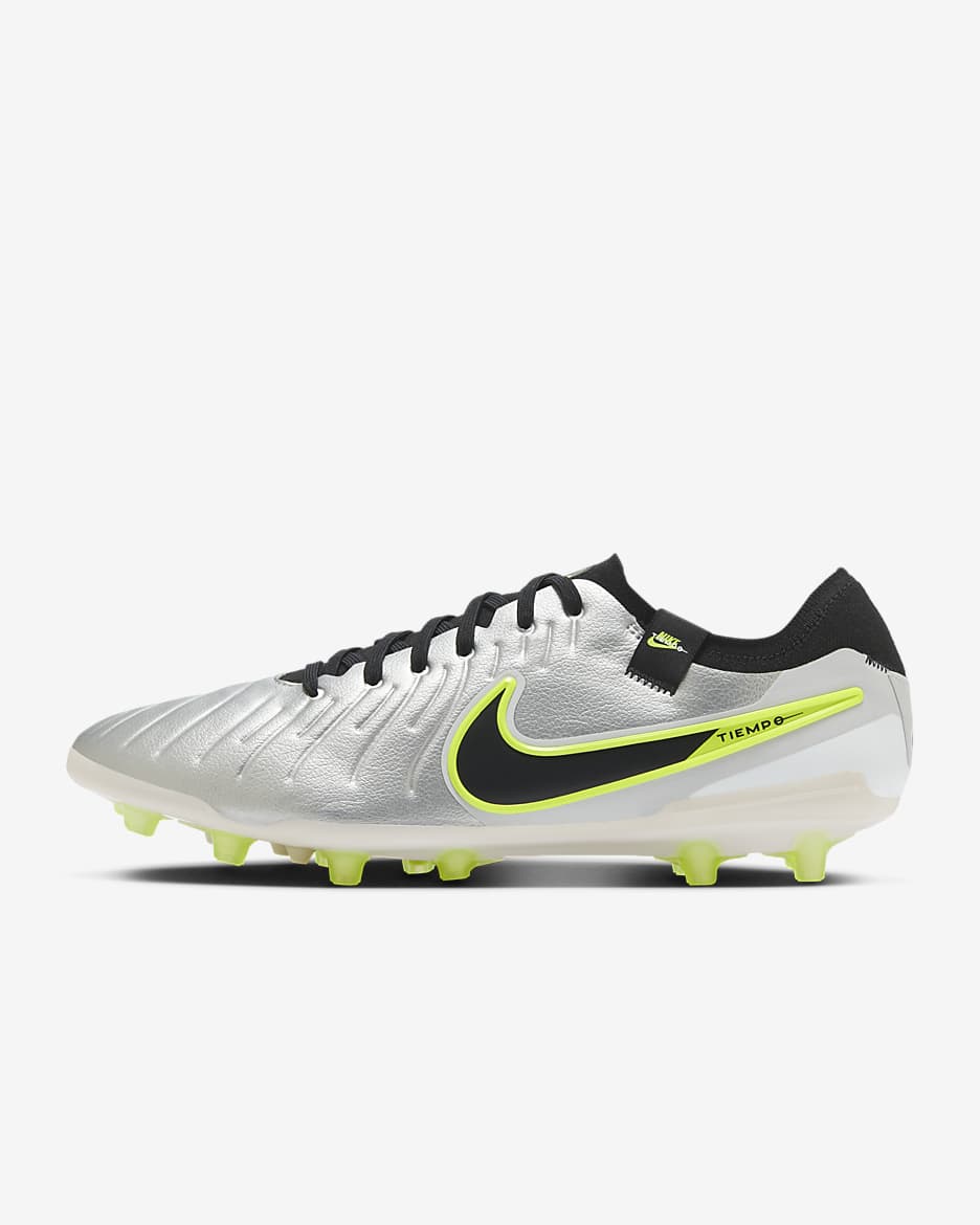 Scarpa da calcio a taglio basso per erba artificiale Nike Tiempo Legend 10 Pro - Argento metallizzato/Volt/Nero