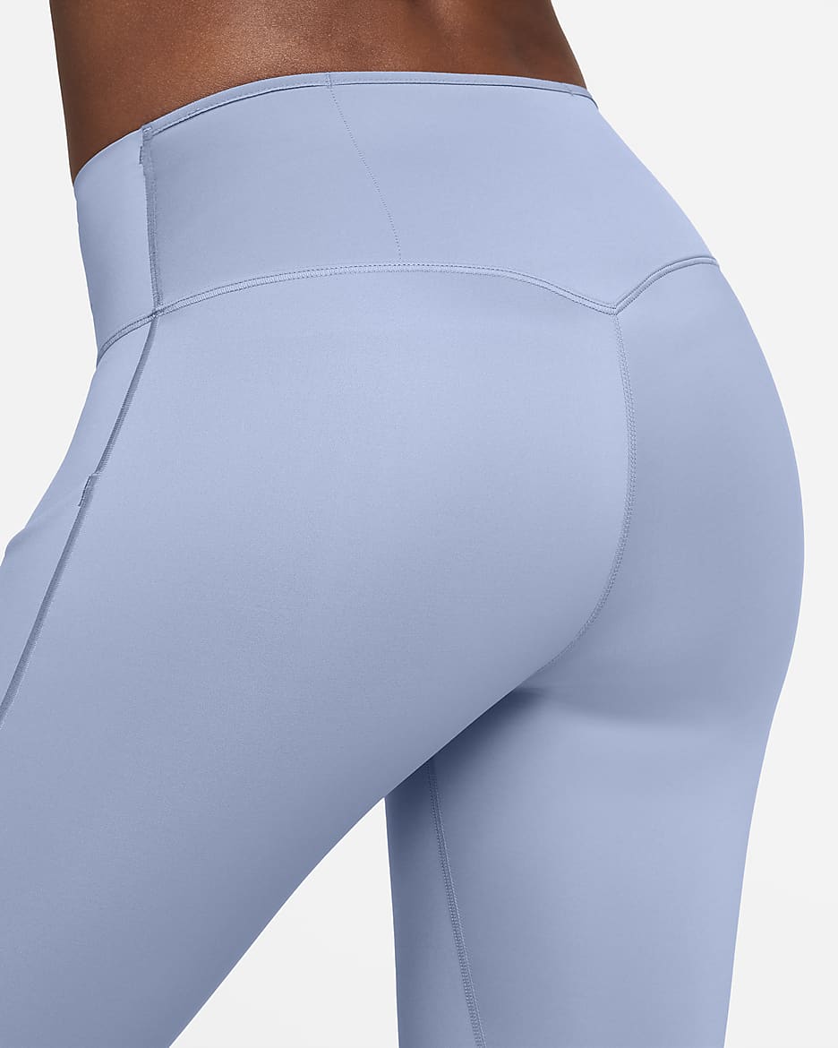 Nike Go 7/8-Leggings mit starkem Halt, mittelhohem Bund und Taschen für Damen - Ashen Slate/Schwarz