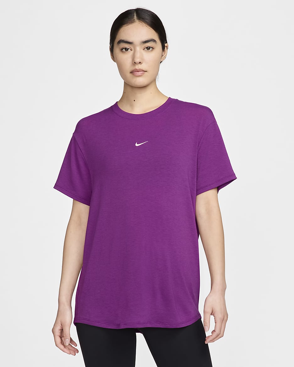 Nike One Relaxed Women's Dri-FIT Short-Sleeve Top - Viotech/Sand Drift