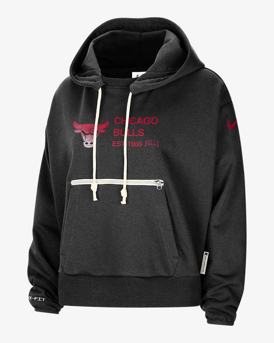 Sudadera con gorro sin cierre Nike Dri-FIT de la NBA para hombre Chicago Bulls Standard Issue - Negro/Rojo