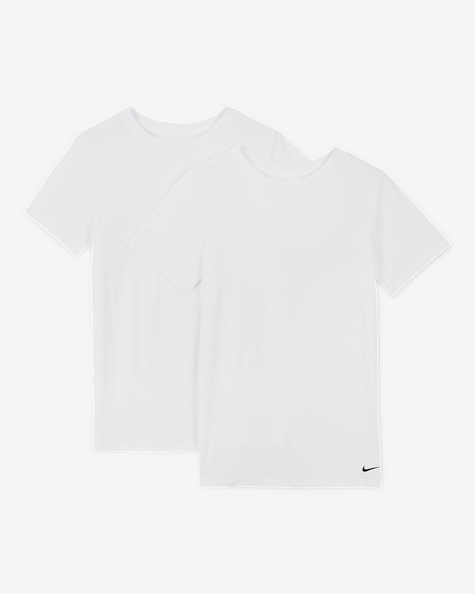 Camisetas interiores con cuello redondo para niños talla grande (paquete de 2) Nike - Blanco