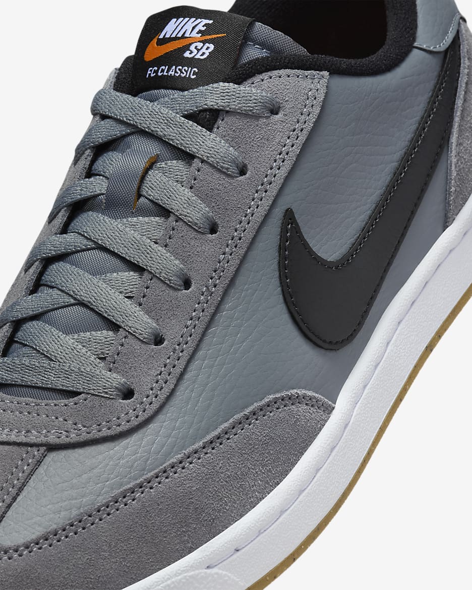 Nike SB FC Classic-skatersko - Cool Grey/hvid/Vivid Orange/sort