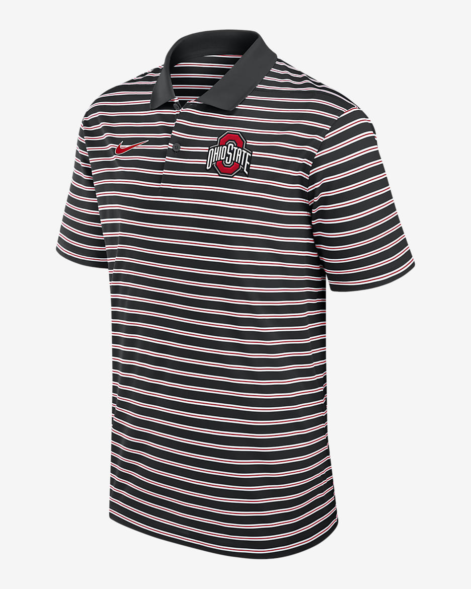 Ohio State Buckeyes Primetime Victory Striped Men's Nike Dri-FIT College Polo - Black