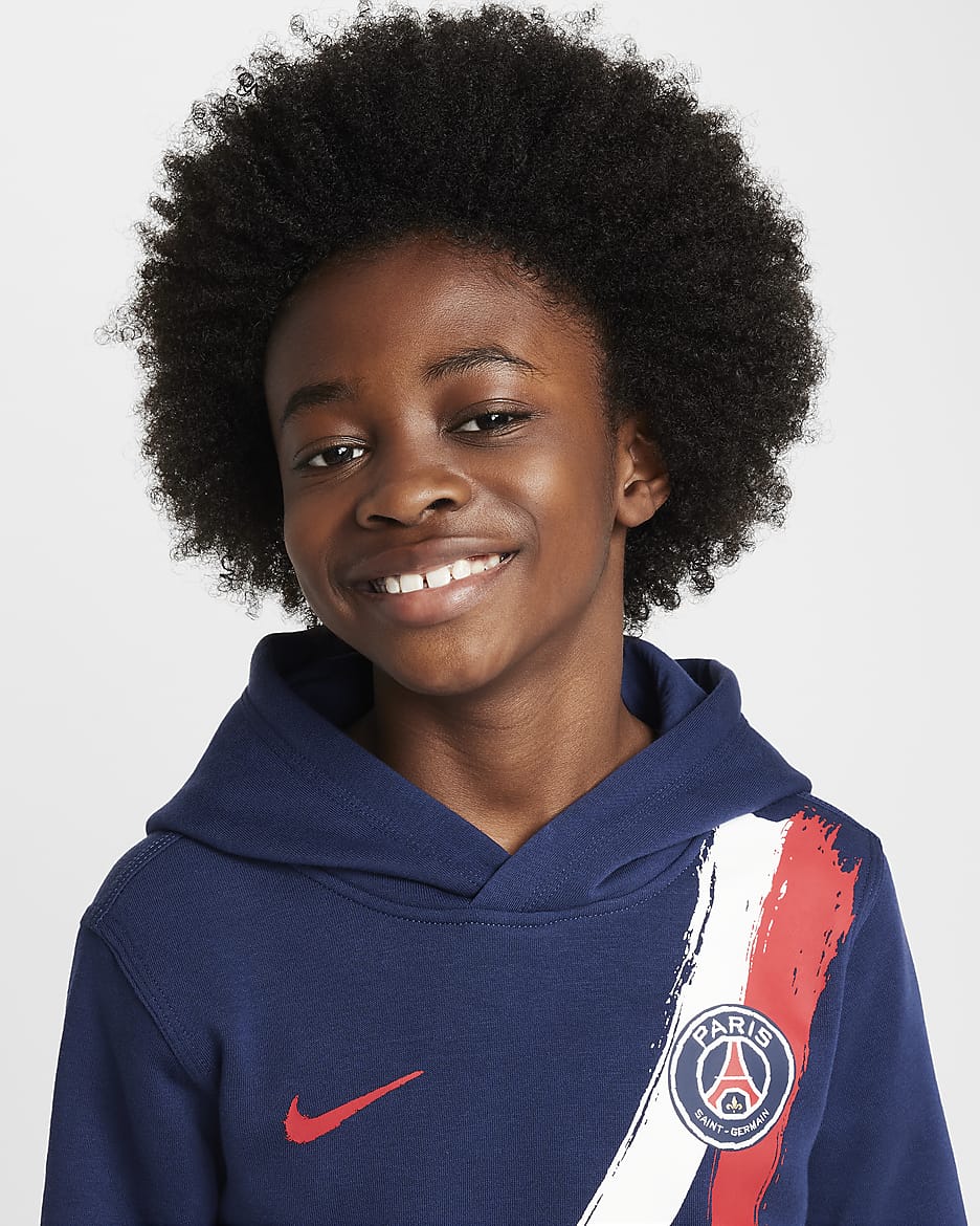 Paris Saint-Germain Club Older Kids' (Boys') Nike Football Pullover Hoodie - Midnight Navy/University Red