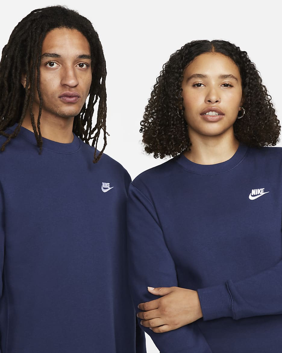 Haut Nike Sportswear Club Fleece pour Homme - Midnight Navy/Blanc