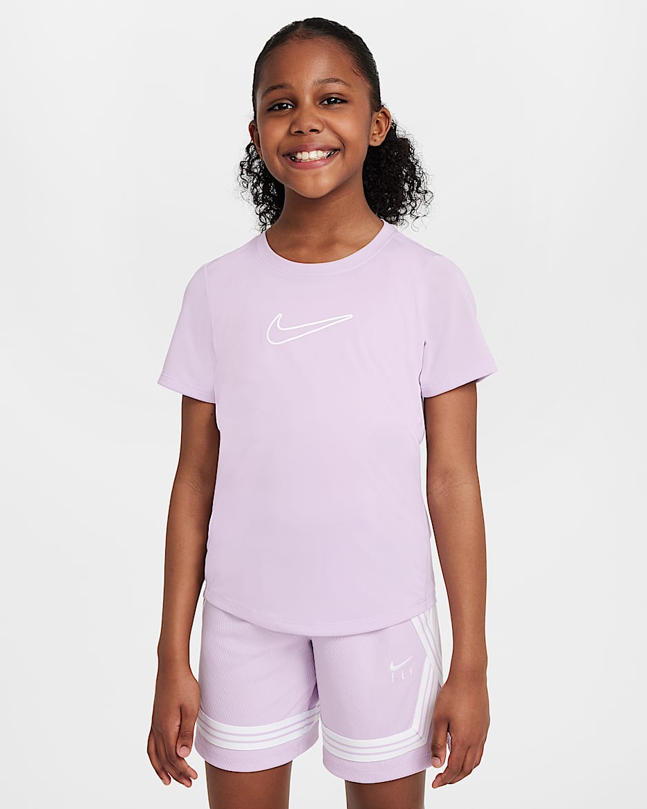Κοντομάνικη μπλούζα Dri-FIT Nike One Fitted για μεγάλα κορίτσια - Doll/Λευκό