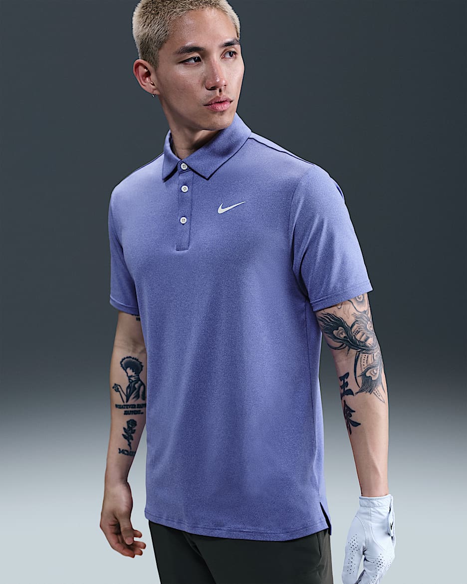 เสื้อโปโลกอล์ฟลายฮีเธอร์ผู้ชาย Dri-FIT Nike Tour - Astronomy Blue/Pale Ivory