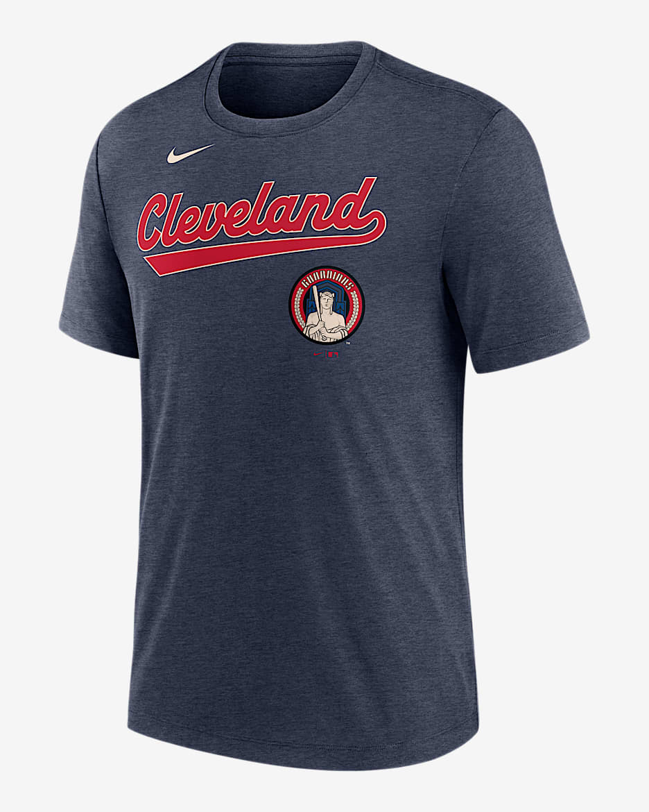 Playera Nike de la MLB para hombre Cleveland Guardians City Connect - Azul marino jaspeado