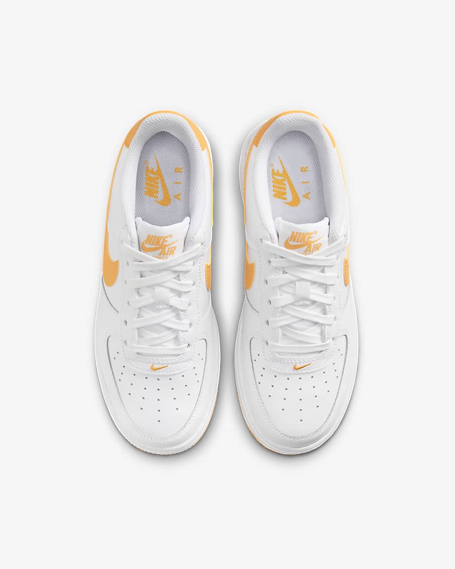 Nike Air Force 1 Older Kids' Shoes - White/White/University Gold