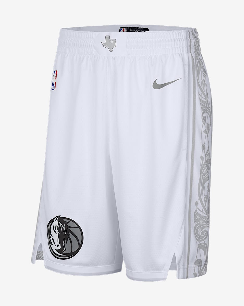 Dallas Mavericks 2024/25 City Edition Men's Nike Dri-FIT NBA Swingman Shorts - White/Dark Steel Grey