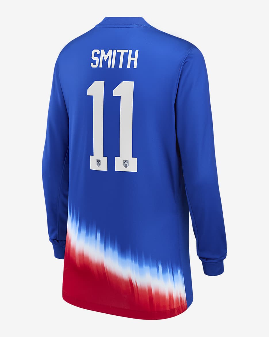 Sophia Smith USWNT 2024 Stadium Away Big Kids' Nike Dri-FIT Long-Sleeve Soccer Jersey - Royal