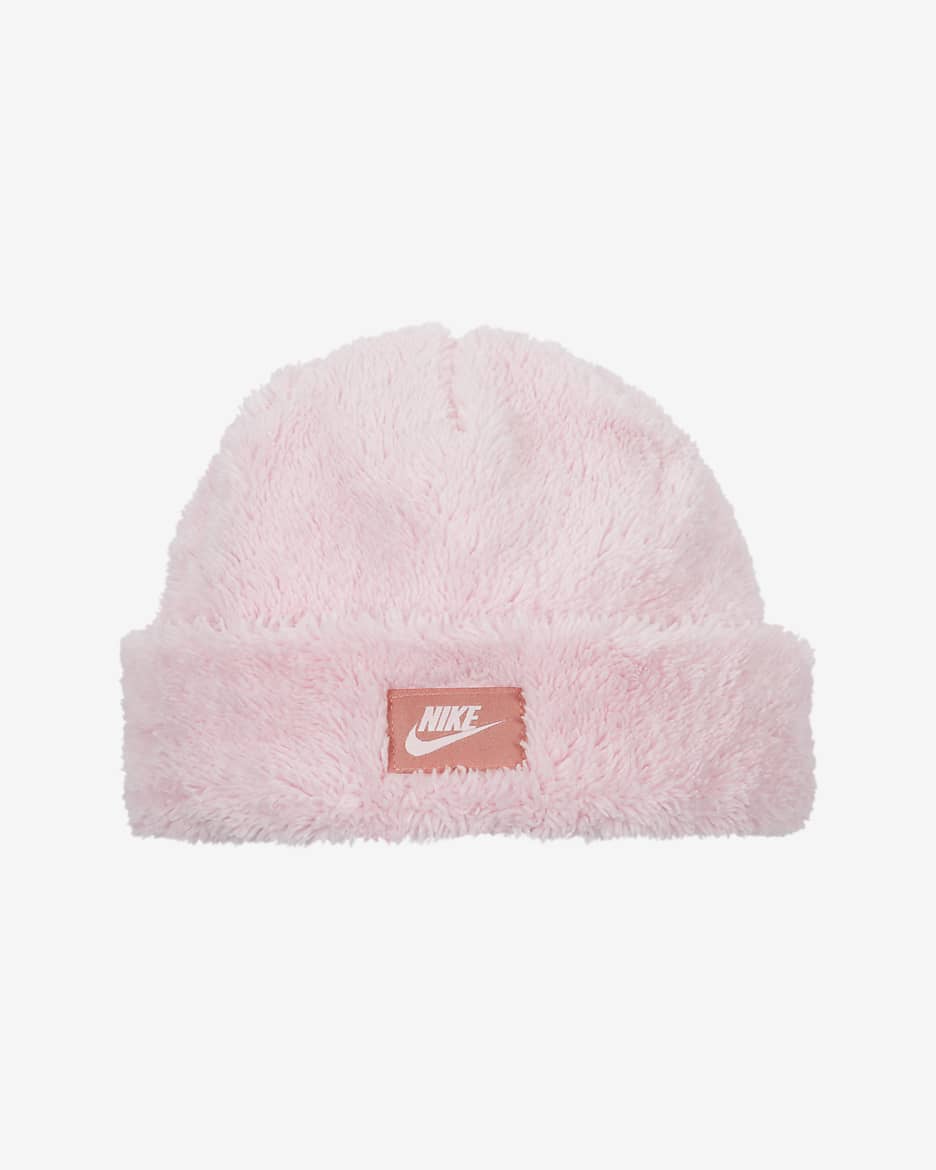 Nike Cozy Peak Beanie and Gloves Set Big Kids 2-Piece Hat Set - Pink Foam