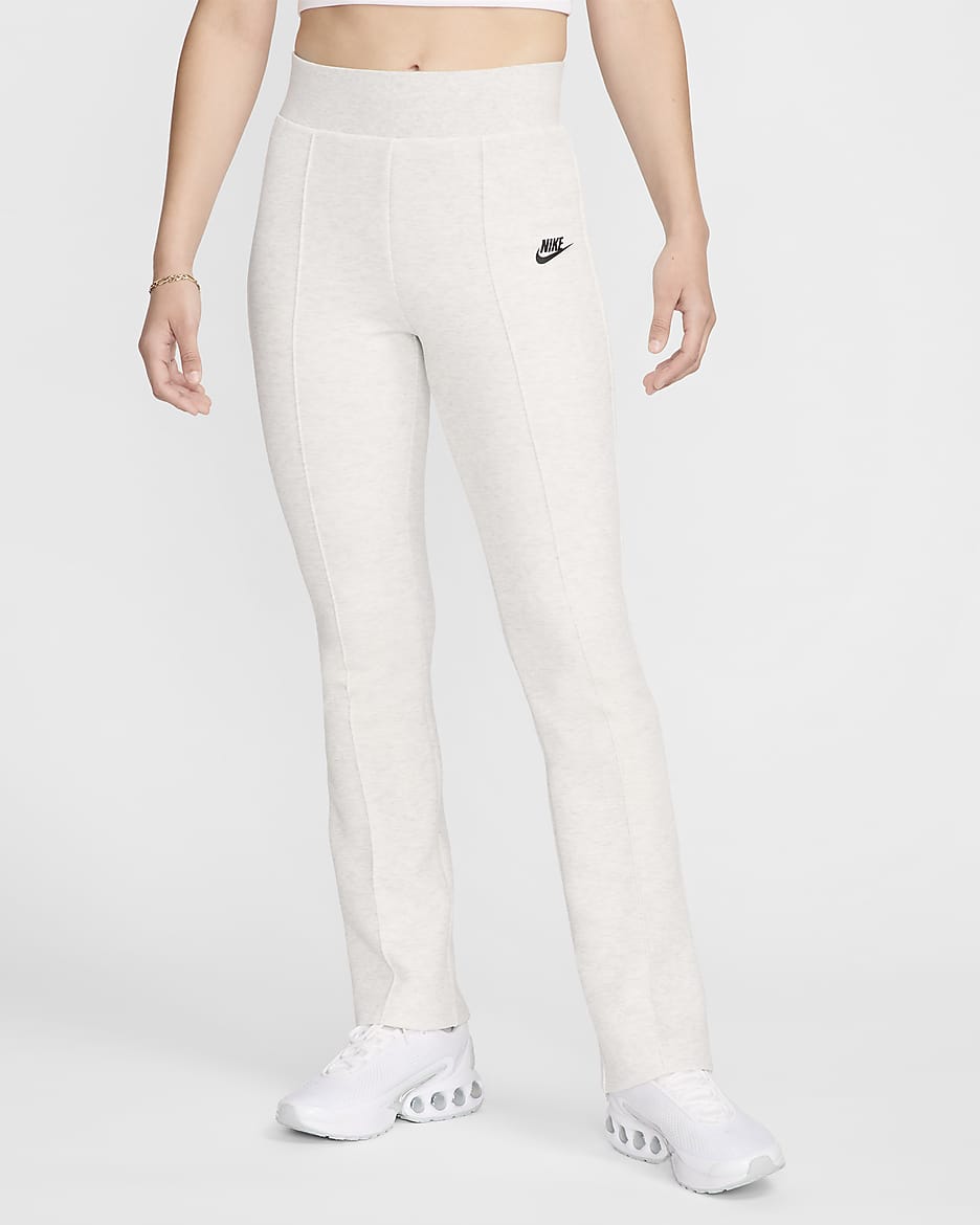 Pants de ajuste slim y tiro alto para mujer Nike Sportswear Tech Fleece - Gris claro/Jaspeado/Negro