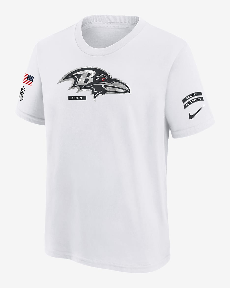 Baltimore Ravens Salute to Service Primary Edge Legend Big Kids' Nike Dri-FIT NFL T-Shirt - White
