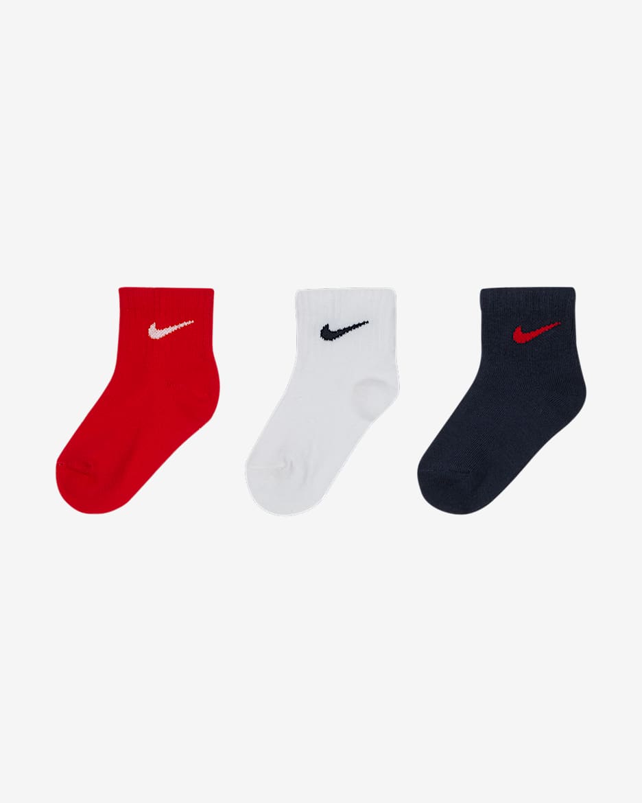 Socquettes anti-dérapantes à logo Swoosh Nike pour bébé - Multicolore/University Red