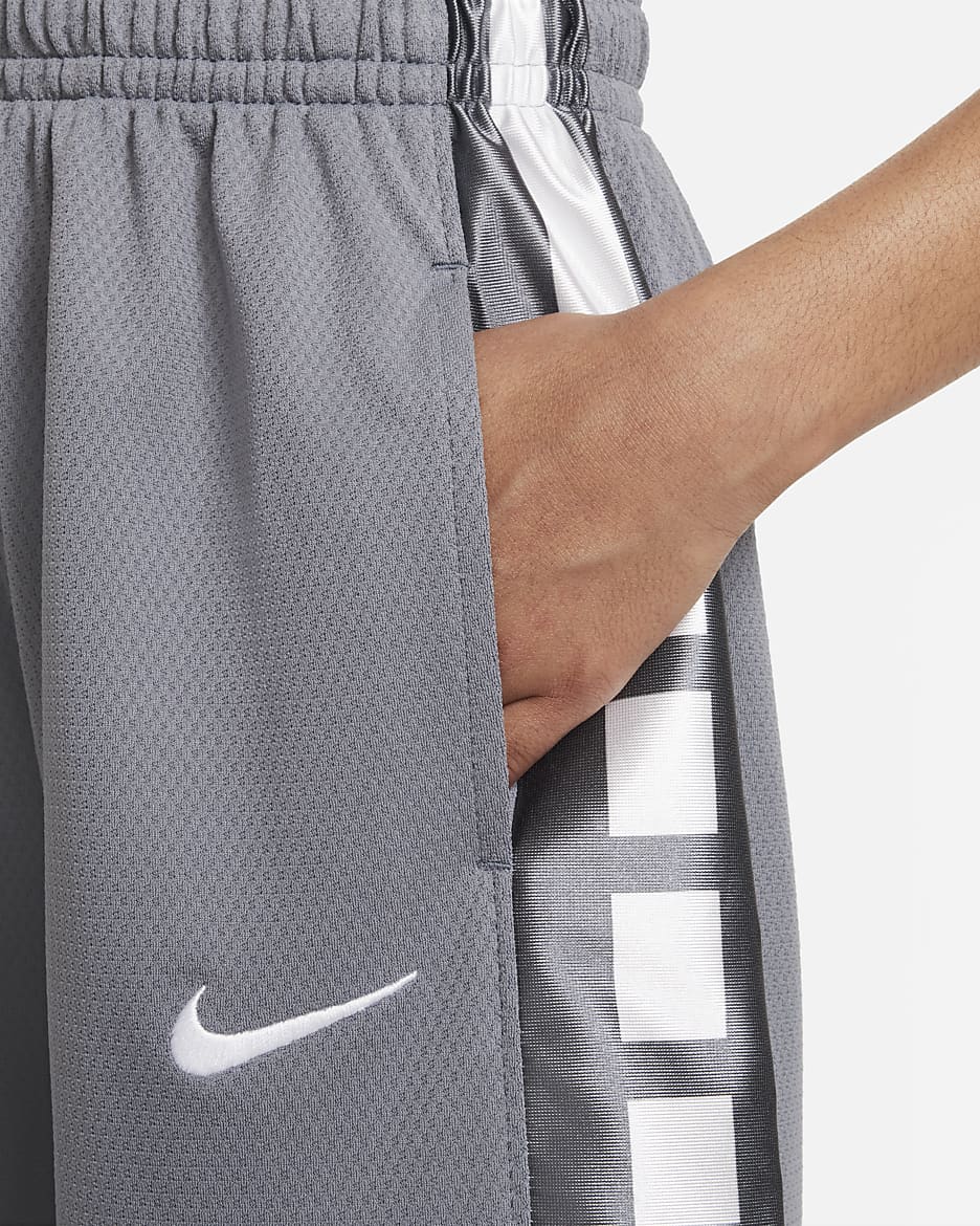 Nike Dri-FIT Elite 23 Big Kids' (Boys') Basketball Shorts - Smoke Grey/White