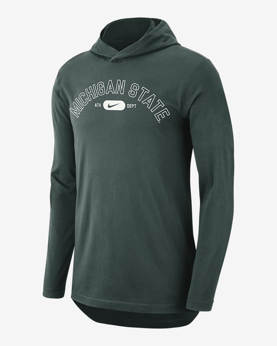 Michigan State Men's Nike Dri-FIT College Hooded T-Shirt - Pro Green/Summit White