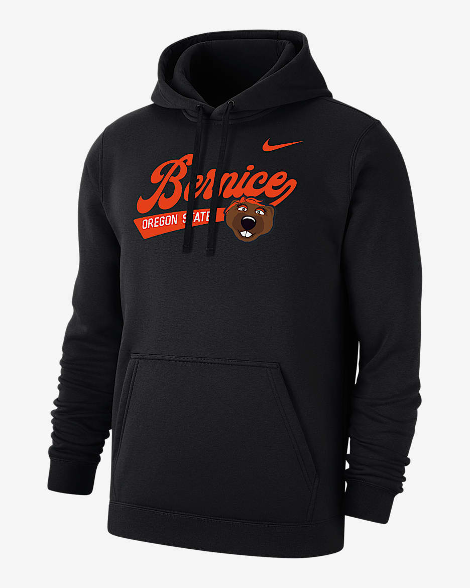 Sudadera con gorro sin cierre universitaria Nike de tejido Fleece para hombre Oregon State Club - Negro