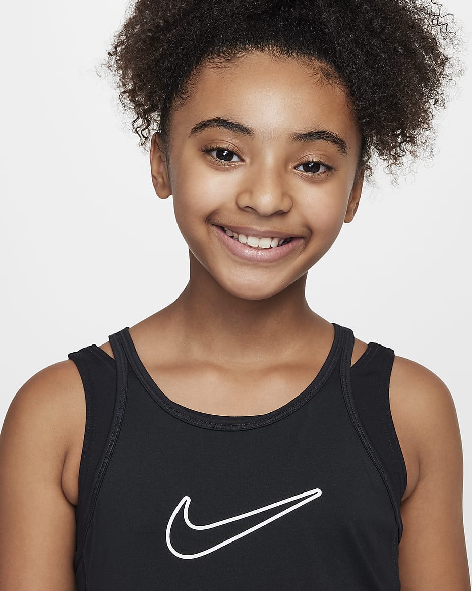 Nike One Classic Older Kids' (Girls') Dri-FIT Tank Top - Black/White