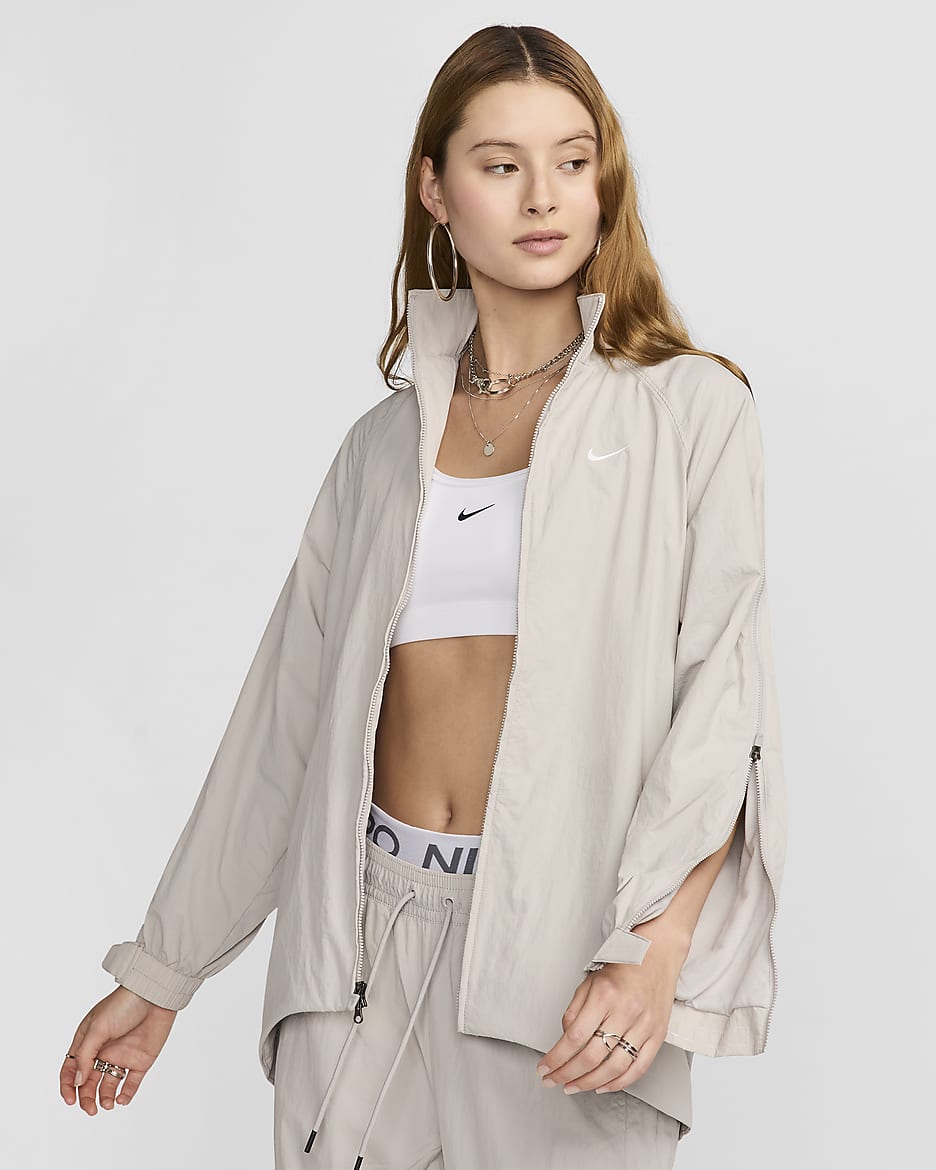 Nike Sportswear Collection Women's Oversized Repel Zip Jacket - Light Iron Ore/White