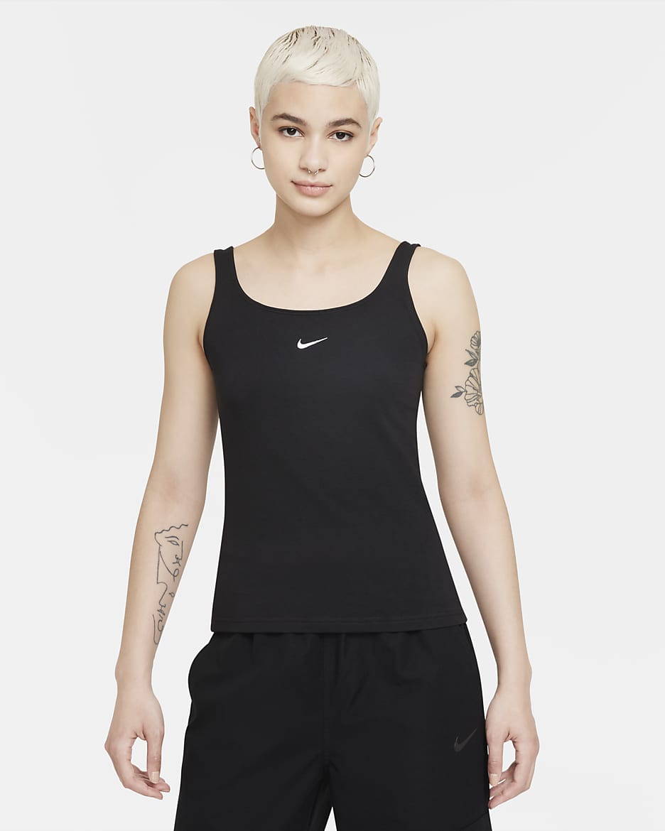 Canotta con spalline sottili Nike Sportswear Essential - Donna - Nero/Bianco