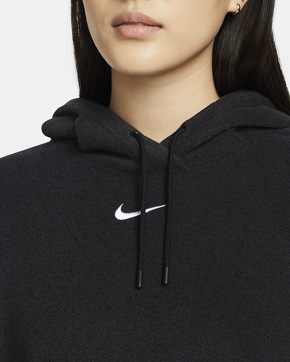 Nike Sportswear Essentials Women's Plush Hoodie - Black/White