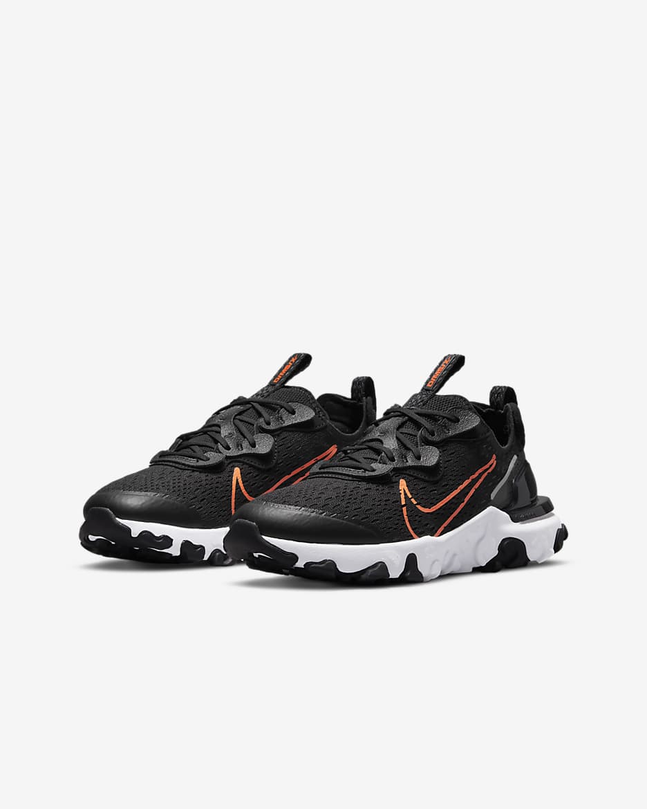 Nike React Vision Older Kids' Shoes - Black/Reflect Silver/White/Total Orange