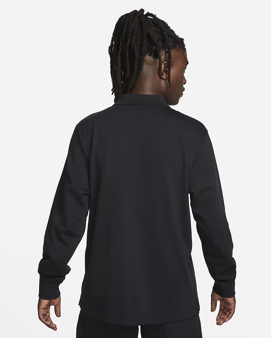 Nike Club Men's Long-Sleeve Knit Polo - Black/White