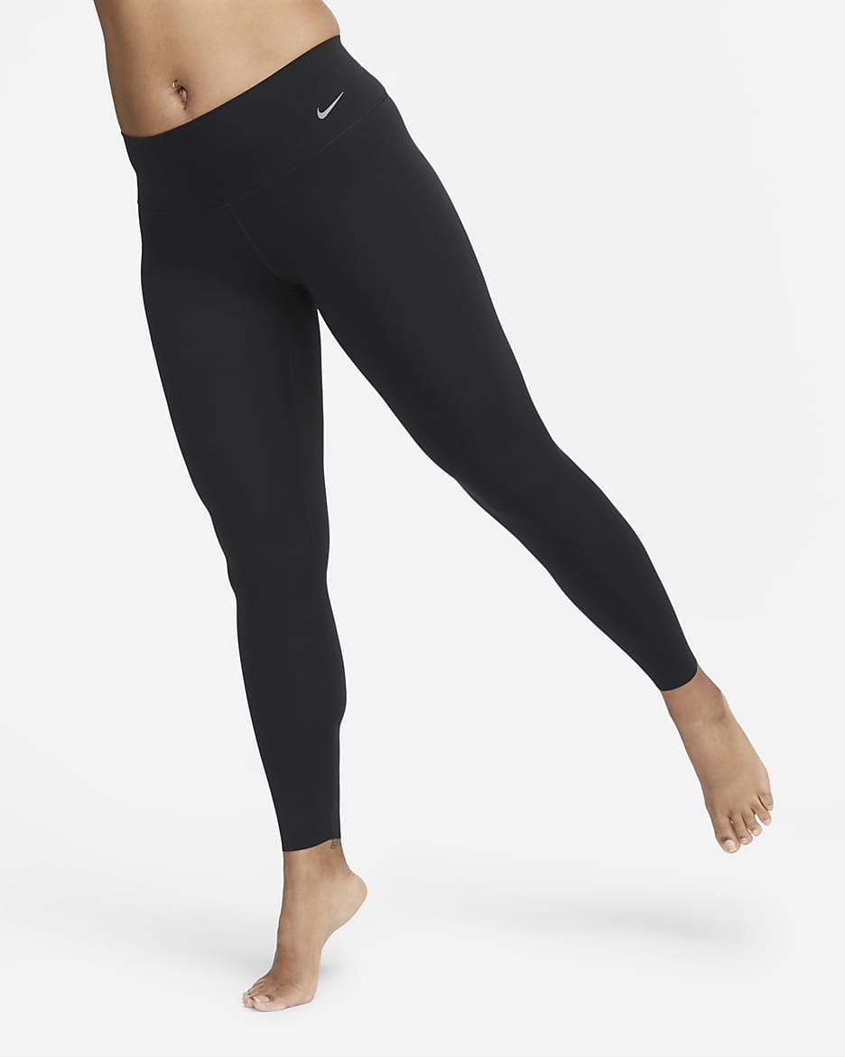 Leggings de tiro medio de 7/8 con soporte bajo para mujer Nike Zenvy - Negro/Negro