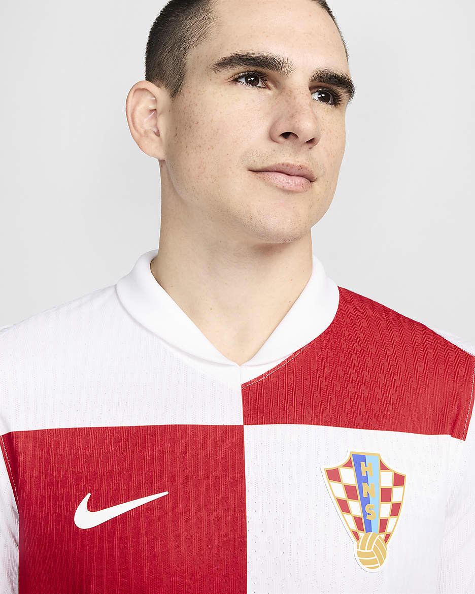 Maillot de foot à manches courtes authentique Nike Dri-FIT ADV Croatie 2024/25 Match Domicile pour homme - Blanc/University Red/Blanc