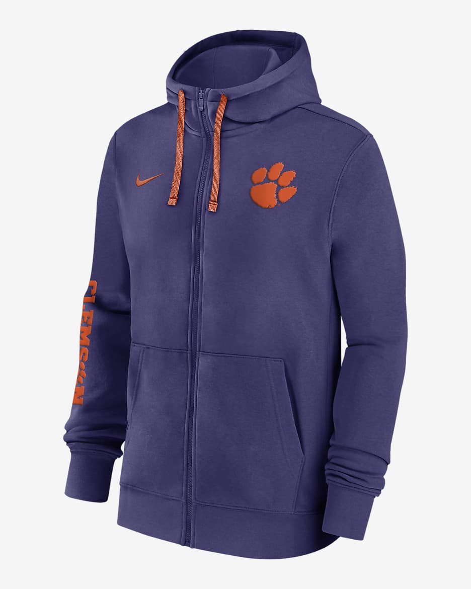 Clemson Tigers Sideline Team Issue Men's Nike College Full-Zip Hoodie - Purple