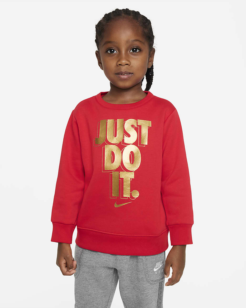 Sudadera de cuello redondo infantil Nike Just Do It Gifting Crewneck - Rojo universitario