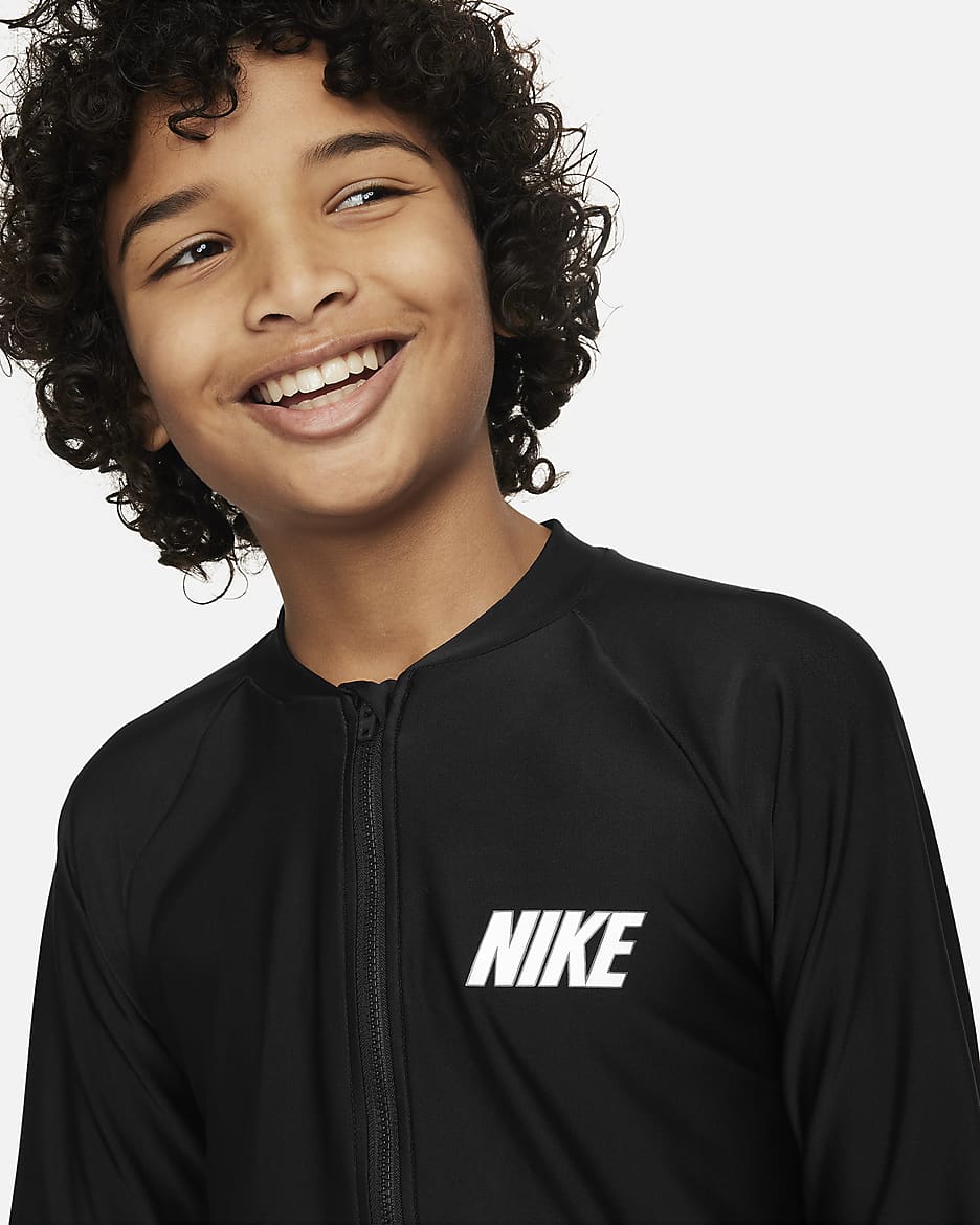 Nike Swim 3D Swoosh Big Kids' (Boys') LongSleeve Zip Hydroguard.