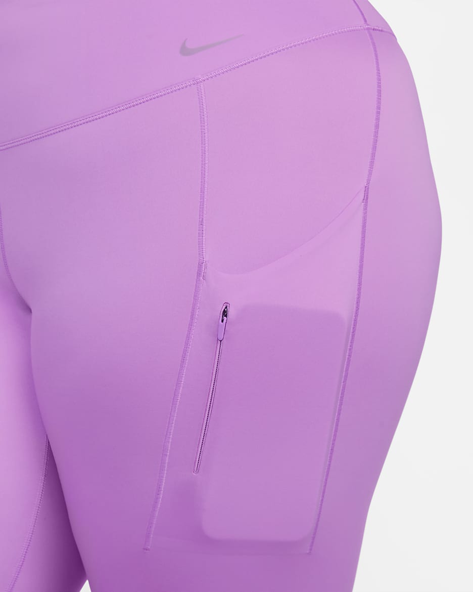 Nike Go Women's Firm-Support High-Waisted Cropped Leggings with Pockets (Plus Size) - Rush Fuchsia/Black