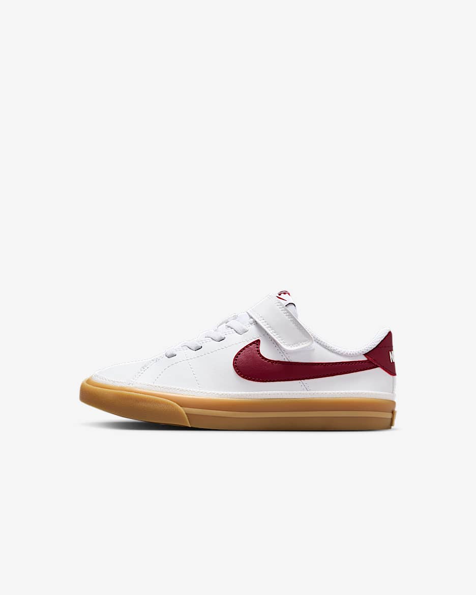 Nike Court Legacy 小童鞋款 - 白色/Gum Yellow/Team Red