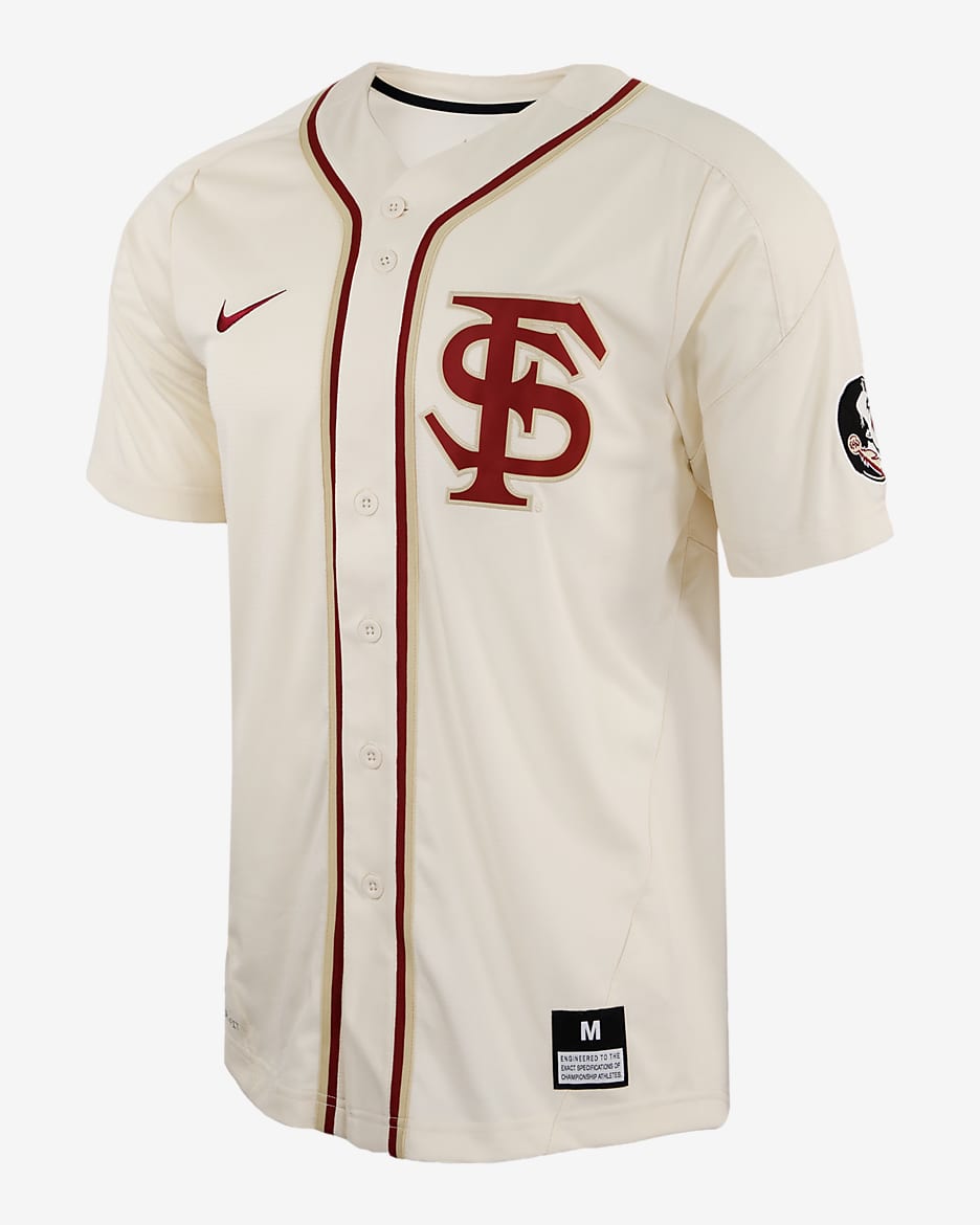 Florida State Men's Nike College Full-Button Baseball Jersey - Natural