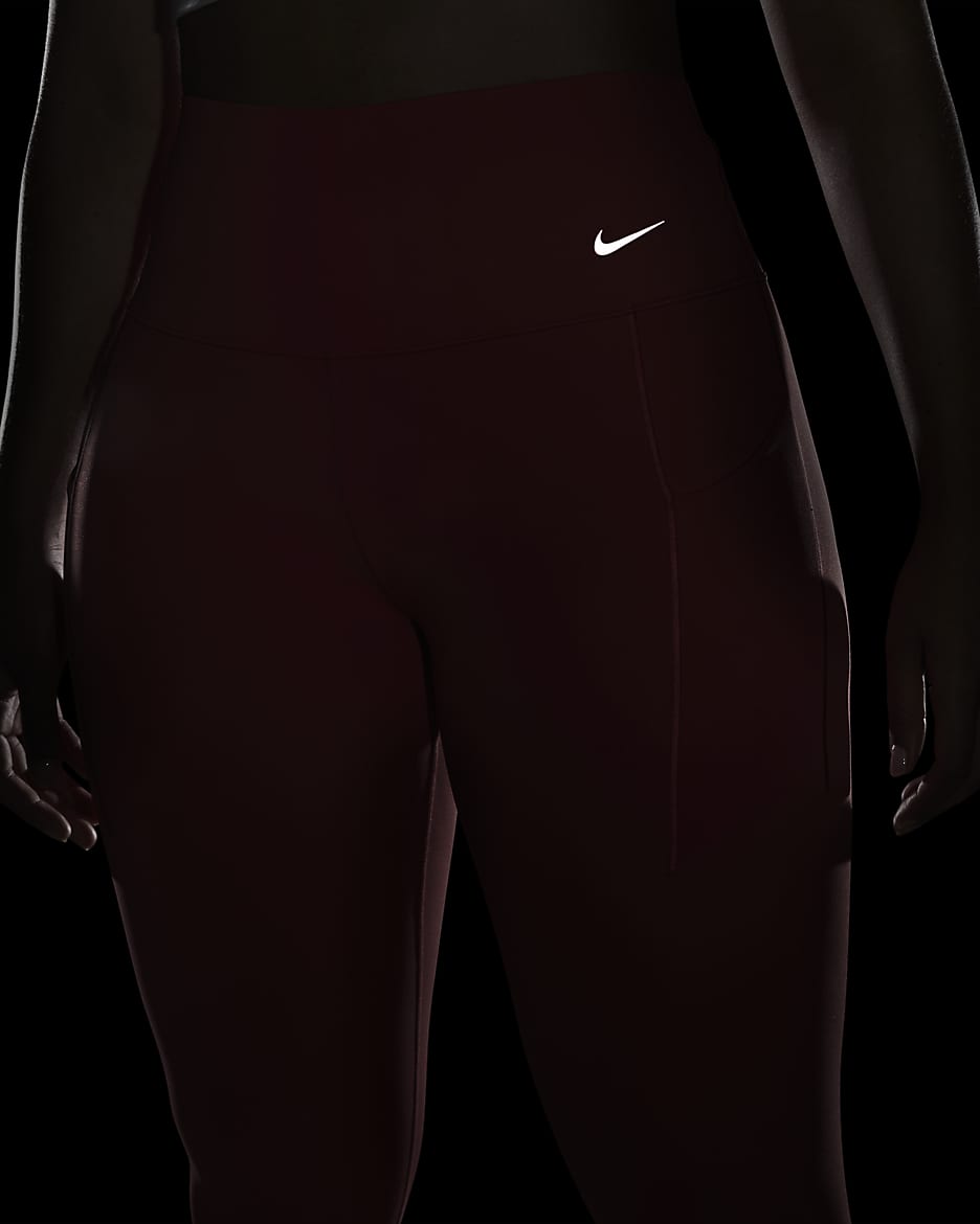 Nike Universa Women's Medium-Support High-Waisted 7/8 Leggings with Pockets - Ember Glow/Black