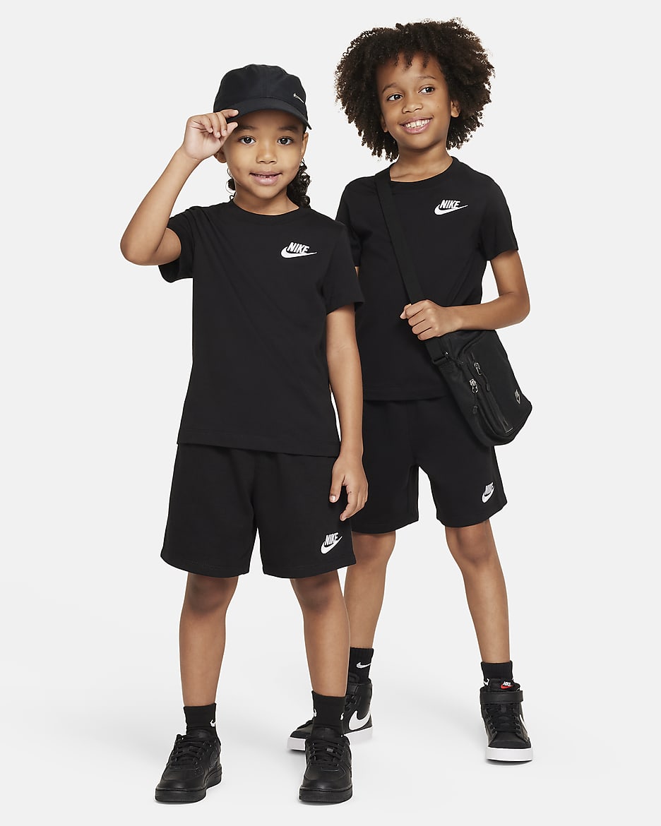 Conjunto de dos piezas con shorts de tejido Knit para niños talla pequeña Nike - Negro