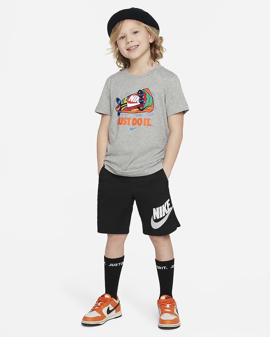 Playera cuadrada Float para niños talla pequeña Nike - Gris oscuro jaspeado