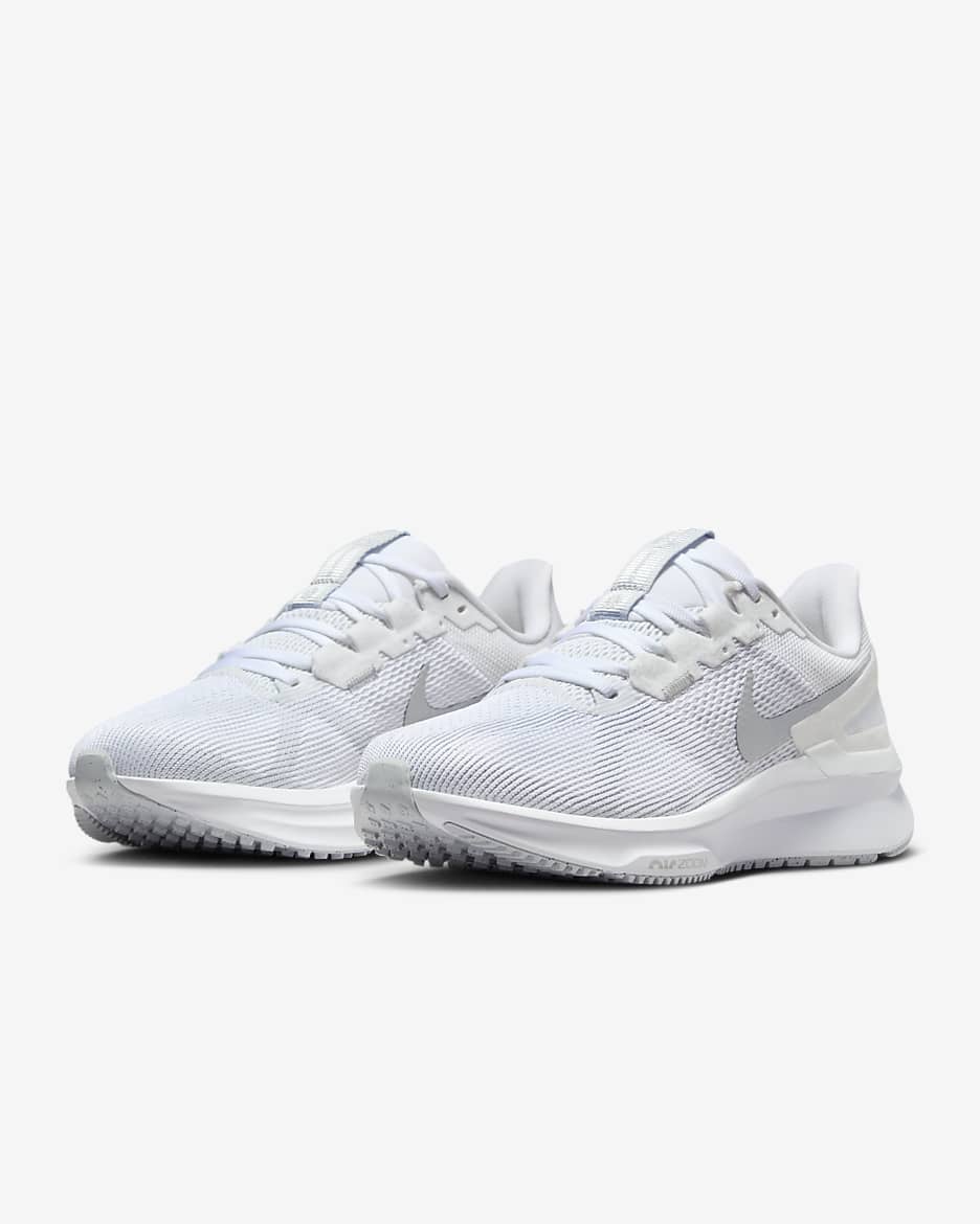 Nike Structure 25 Women's Road Running Shoes (Extra Wide) - White/Pure Platinum/Metallic Silver