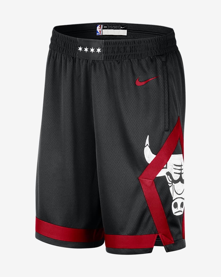 Chicago Bulls 2023/24 City Edition Men's Nike Dri-FIT NBA Swingman Shorts - Black/University Red/University Red