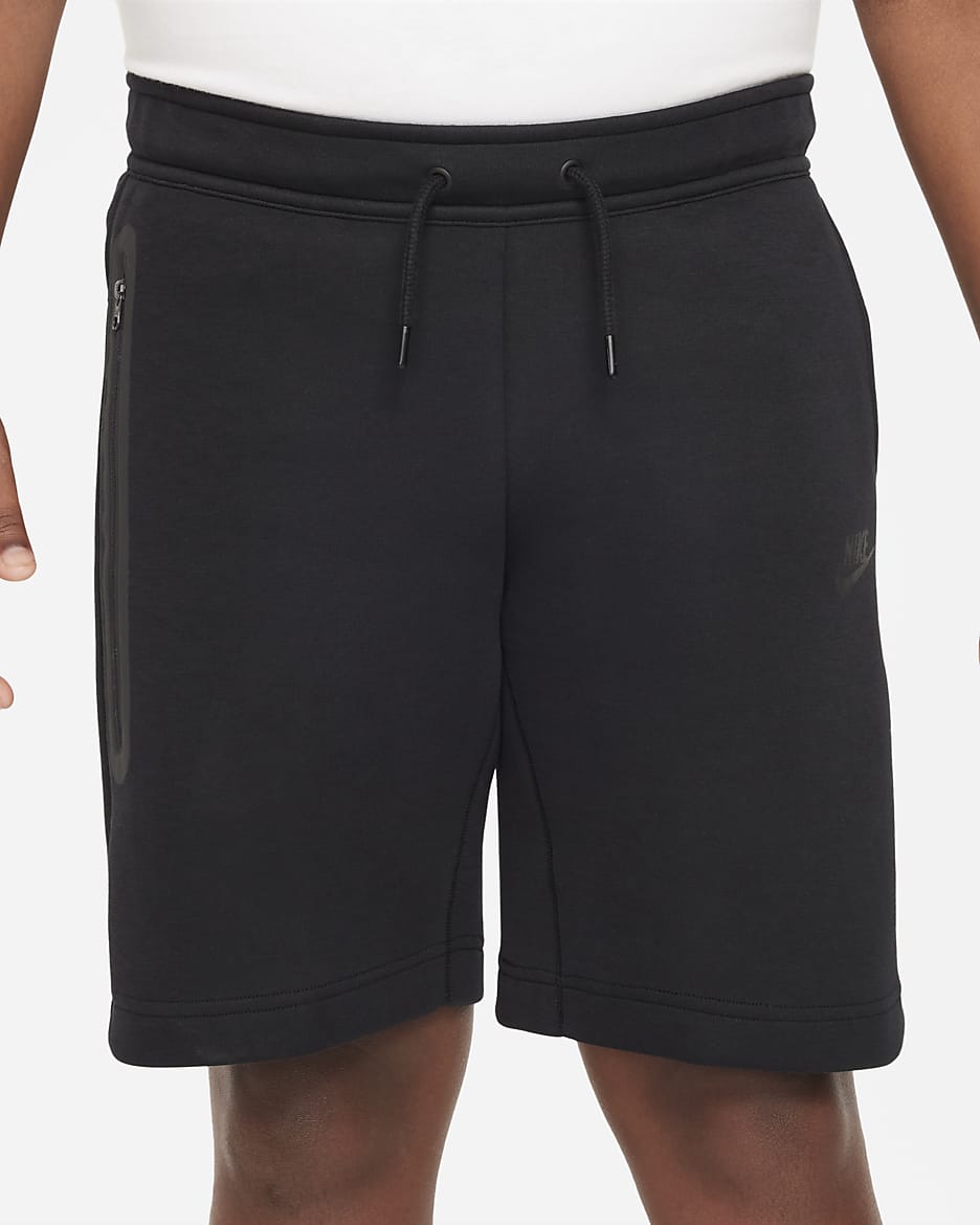 Nike Sportswear Tech Fleece shorts til store barn (gutt) (utvidet størrelse) - Svart/Svart/Svart