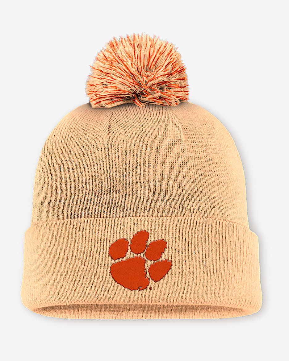 Clemson Primetime Campus Toned Men's Nike College Cuffed Pom Beanie - Orange