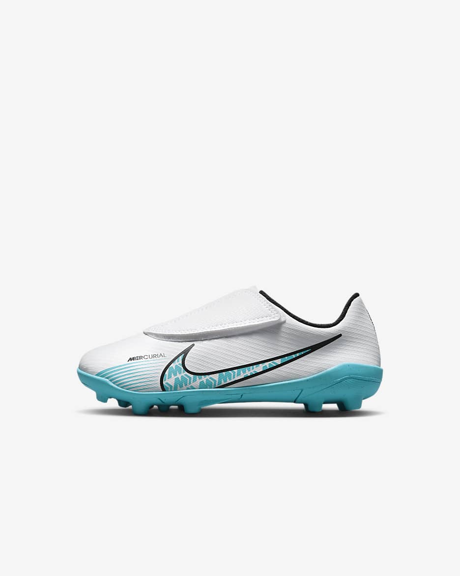 Nike Jr. Mercurial Vapor 15 Club Younger Kids' Multi-Ground Low-Top Football Boot - White/Pink Blast/Baltic Blue
