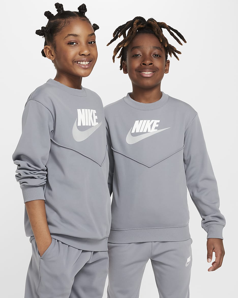 Tepláková souprava Nike Sportswear pro větší děti - Smoke Grey/Bílá/Bílá